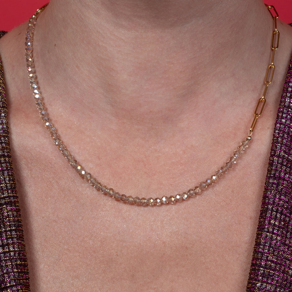 Sleepover 2x1 Crystal and Paperclip Chain Necklace