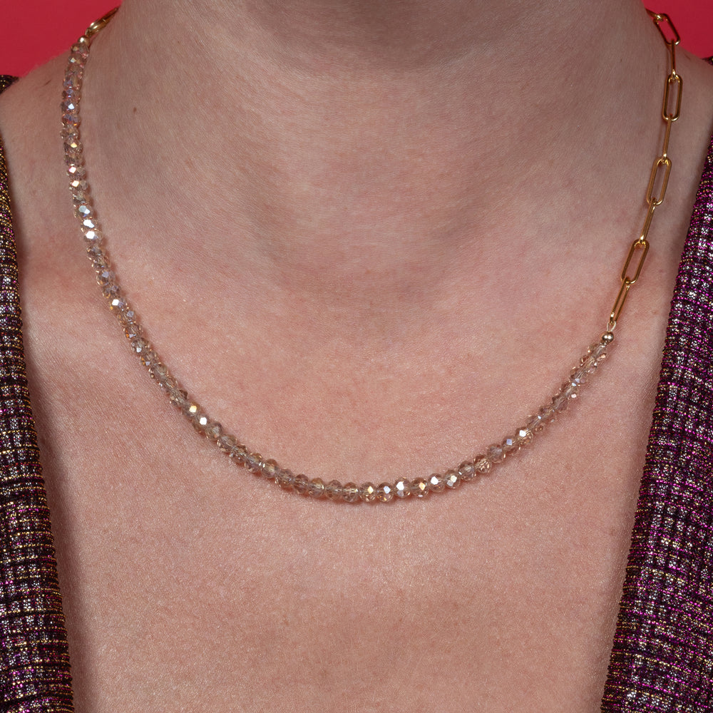 
            
                Load image into Gallery viewer, Sleepover 2x1 Crystal and Paperclip Chain Necklace
            
        