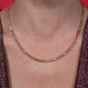 Sleepover 2x1 Crystal and Paperclip Chain Necklace