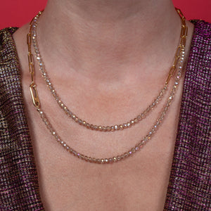 Sleepover 2x1 Crystal and Paperclip Chain Necklace