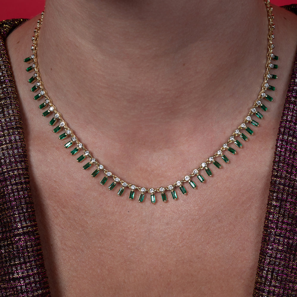 Top Notch Emerald Cut Cubic Zirconia Adjustable Necklace
