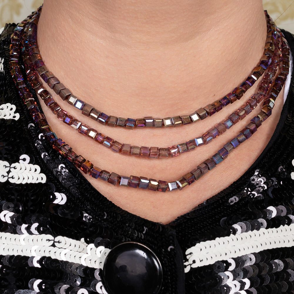 Deco & Dazzle Purple Cube Crystal Choker