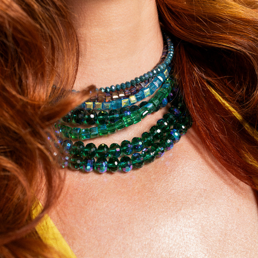 Balsam Babe Jumbo Green Oval Crystal Choker