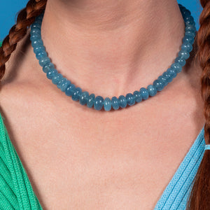Freeze Frame Jumbo Aquamarine Adjustable Necklace