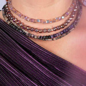 Lilac Mirage Jumbo Purple Charolite 17.00" Fixed Necklace with 14K White Gold Clasp