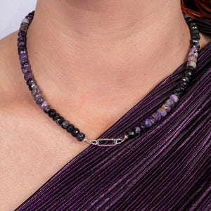 Lilac Mirage Jumbo Purple Charolite 17.00" Fixed Necklace with 14K White Gold Clasp