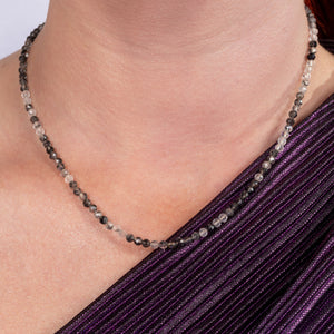 Ethereal Gleam Black Rutilated Quartz Adjustable Necklace, 15.00"-17.00"