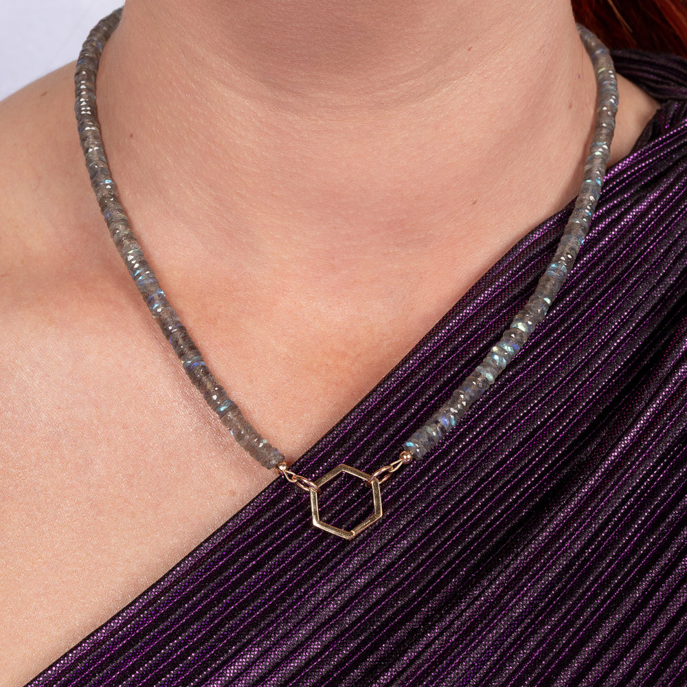 Illuminated Rainbow Labradorite 18.00" Fixed Necklace with 14K Yellow Gold Clasp