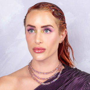 Ultra Violet Jumbo Purple Square Crystal Choker