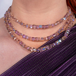 Ultra Violet Jumbo Purple Square Crystal Choker