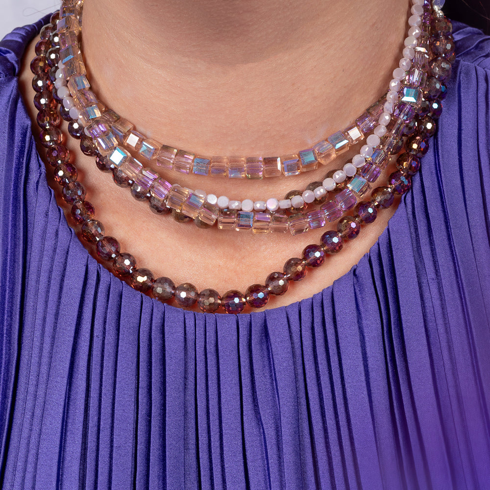 Ultra Violet Jumbo Purple Square Crystal Choker