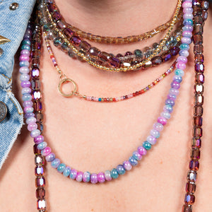 Peacock Beam Jumbo Blue Oval Crystal Choker