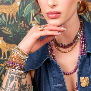 Polished Petals Jumbo Purple Barrel Crystal Bracelet