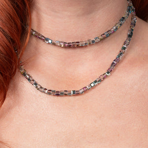 Prism Drip Green Square Crystal Choker