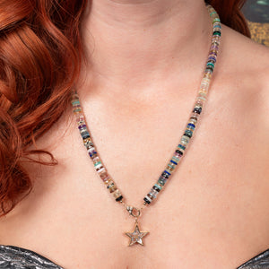 Lollipop Rhapsody Jumbo Multicolor Multi Gemstone Fixed 22" Necklace with 14K Yellow Gold and Diamond Clasp