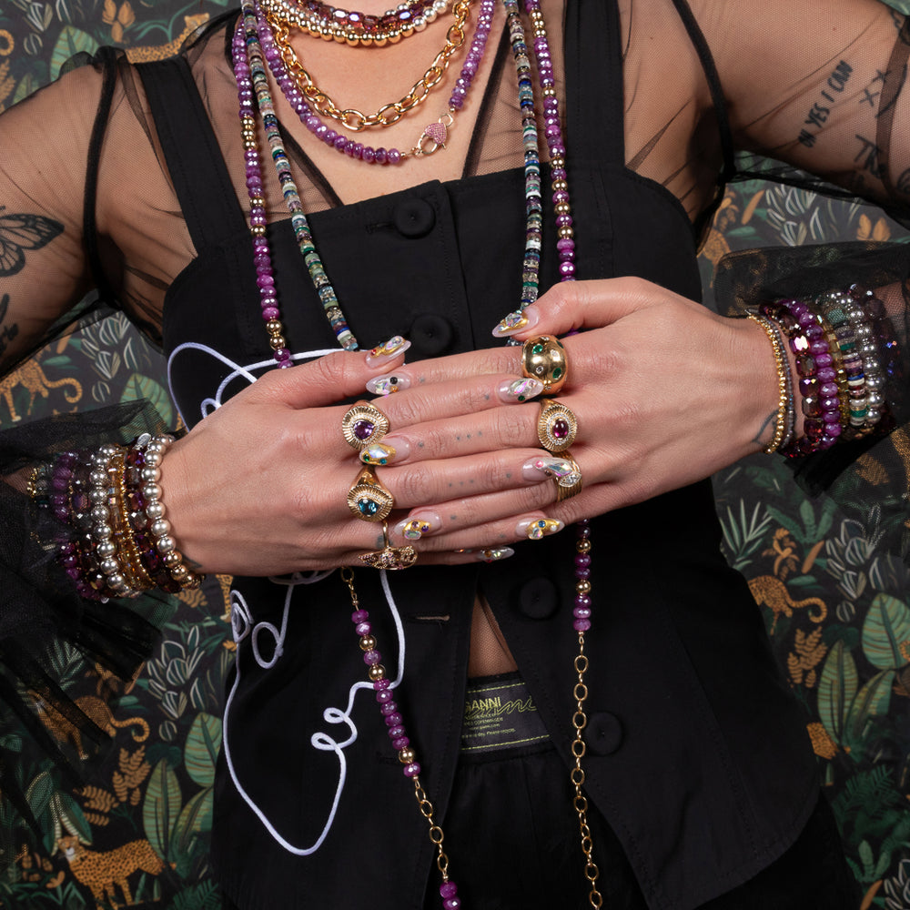 Chromatic Chaos Jumbo Gold Fill and Sterling Silver Bead Bracelet