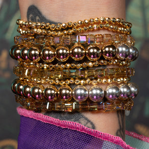 Chromatic Chaos Jumbo Gold Fill and Sterling Silver Bead Bracelet