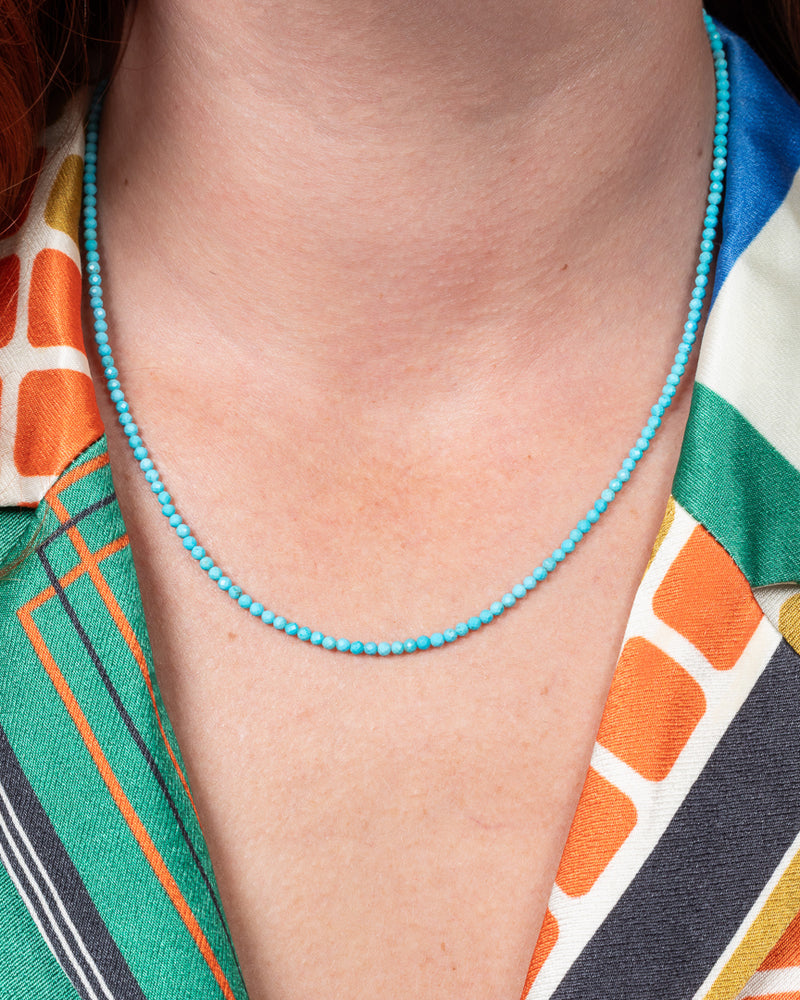Daydream Disco Itsy Turquoise Fixed 18.00" Necklace with Sterling Silver and Diamond Clasp