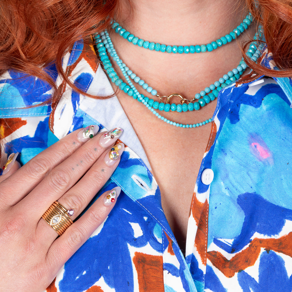 Daydream Disco Itsy Turquoise Fixed 18.00" Necklace with Sterling Silver and Diamond Clasp