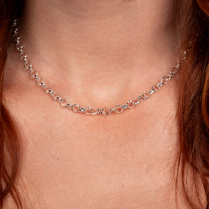 Whimsical Sterling Silver Round Link Chain Necklace