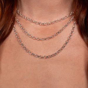 Whimsical Sterling Silver Round Link Chain Necklace