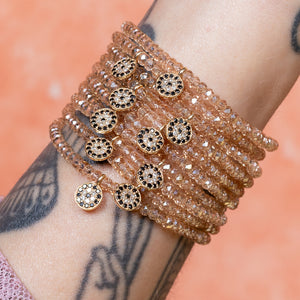 Deluxe Gleaming Horizon Quartz Bracelet with 14K Yellow and Diamond Evil Eye Charm