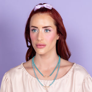Party Teal Dawn Blue Topaz Gemstone Fixed Necklace with 14K Yellow Gold Clasp