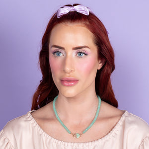 Mixtape Mint Green Chalcedony 17.00" Fixed Necklace with 14K Yellow Gold & Emerald Clasp