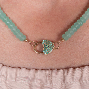 Mixtape Mint Green Chalcedony 17.00" Fixed Necklace with 14K Yellow Gold & Emerald Clasp