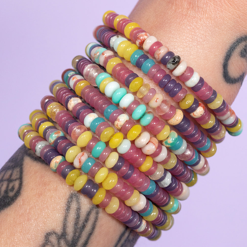 Sticker Book Sparkle Multicolor Jade Gemstone Bracelet