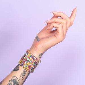 Sticker Book Sparkle Multicolor Jade Gemstone Bracelet