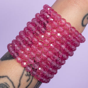 Fruit Punch Glow Jumbo Pink Quartz Gemstone Bracelet