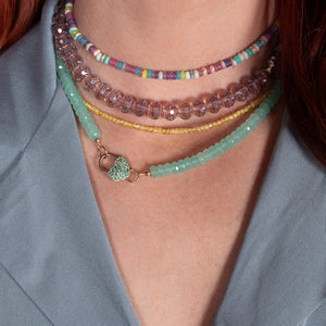 Mixtape Mint Green Chalcedony 17.00" Fixed Necklace with 14K Yellow Gold & Emerald Clasp