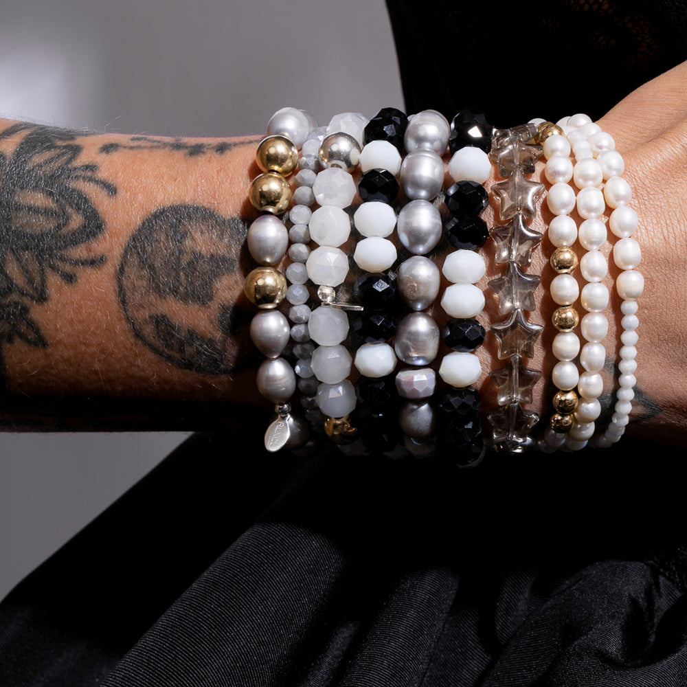 Timeless Allure White Crystal and Pearl Bracelet