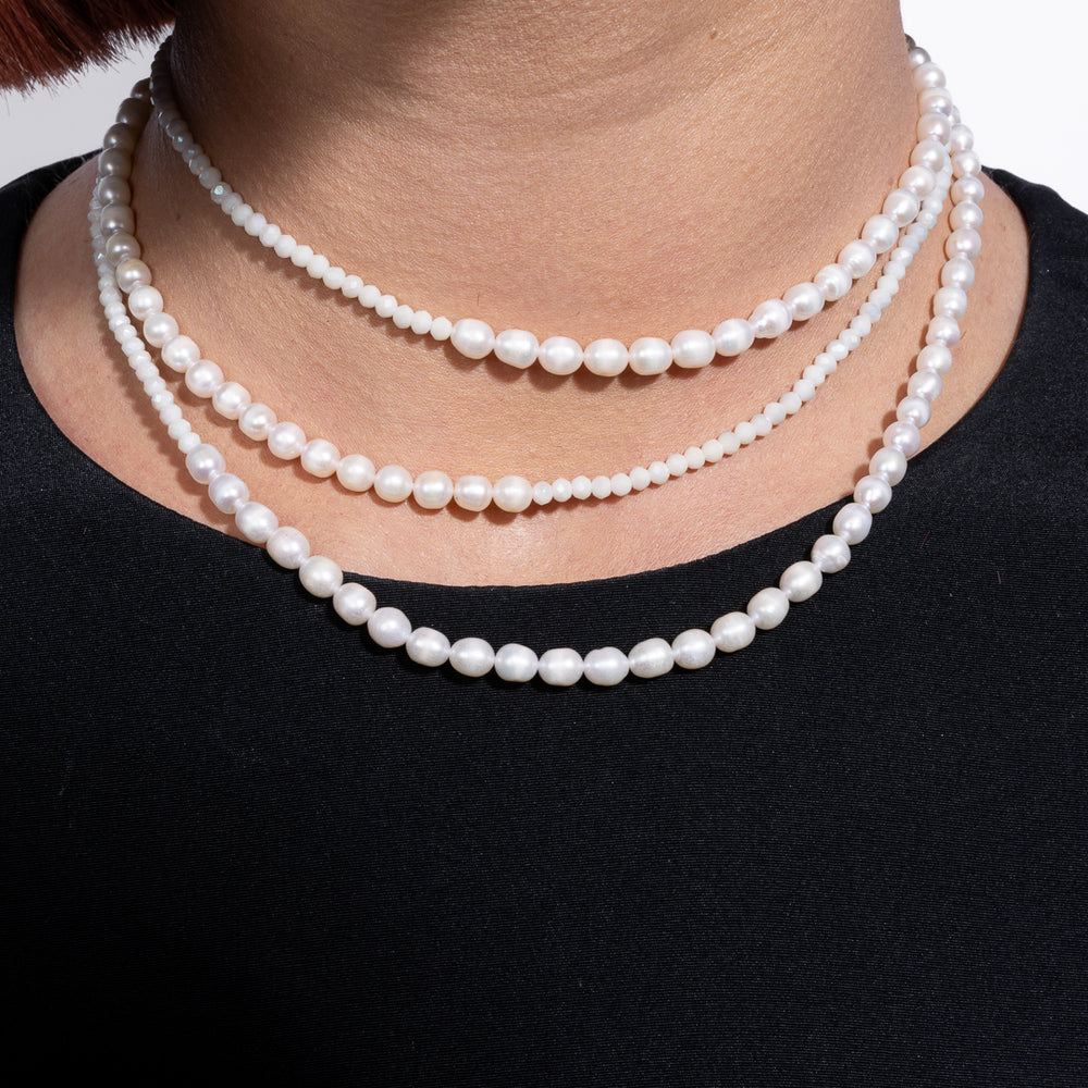 Timeless Allure White Crystal & Pearl Choker