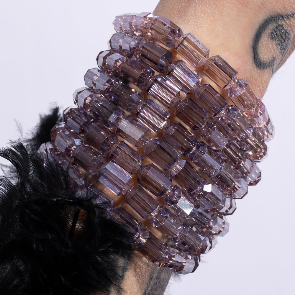 Cinematic Jumbo Lavender Barrel Crystal Bracelet