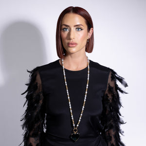 Classic Cadence Jumbo Gray Pearl and Yellow Gold Fill Bead Fixed 36.00" Necklace with Gold Vermeil Clasp