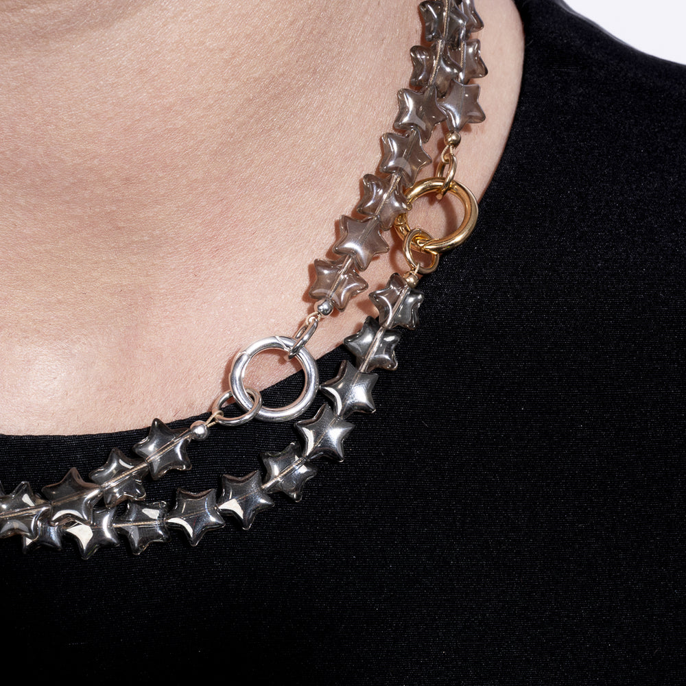 Billboard Gaze Jumbo Gray Star Crystal Fixed Necklaces