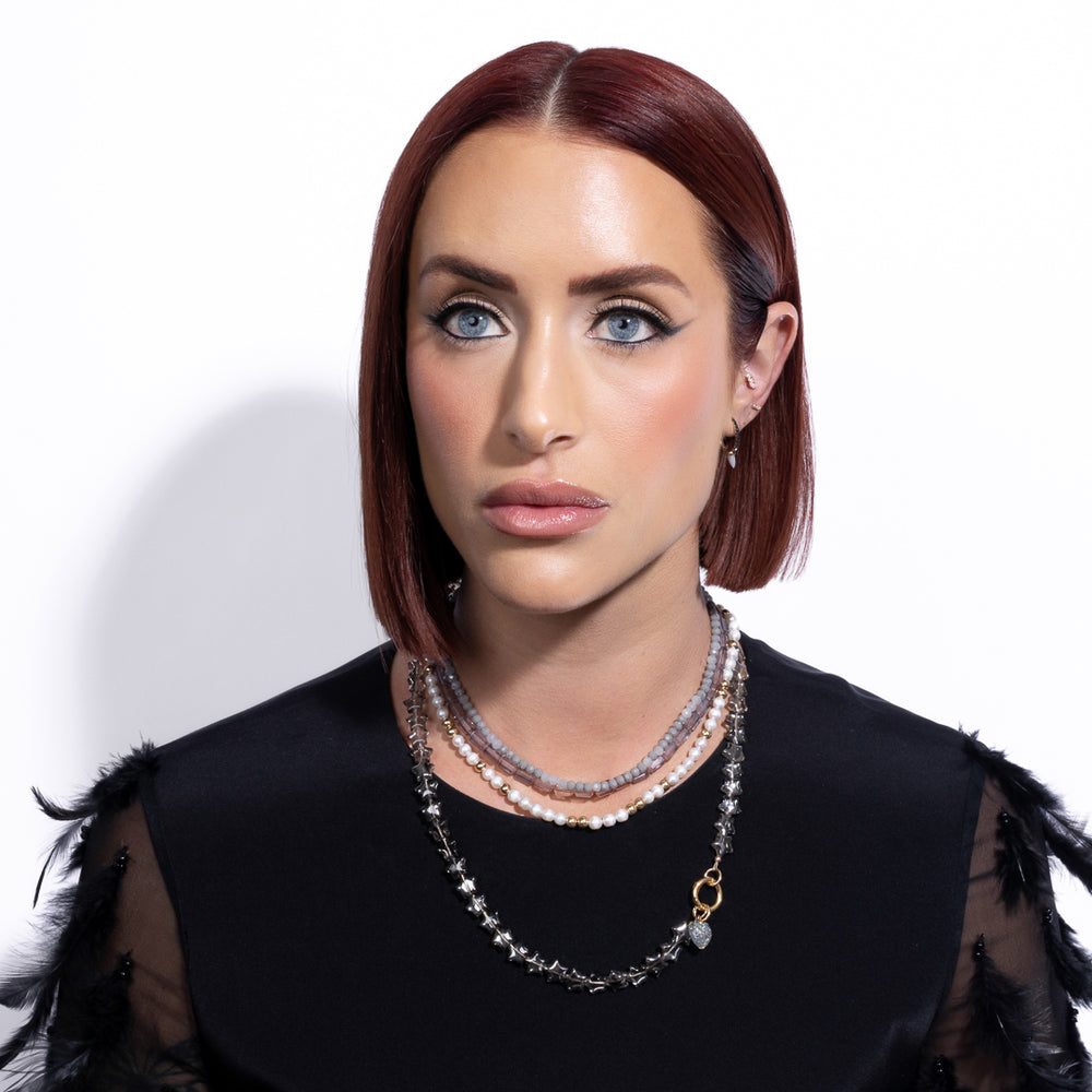 Caviar and Crystal Blue & Gray Crystal Choker