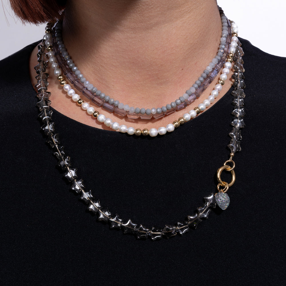 Caviar and Crystal Blue & Gray Crystal Choker