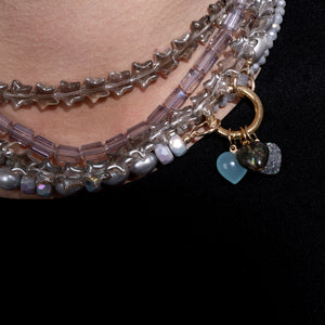 14K Yellow Gold and Gemstone Micro Bubble Hearts