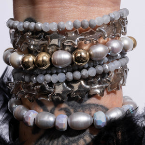 Caviar and Crystal Blue & Gray Crystal Bracelet