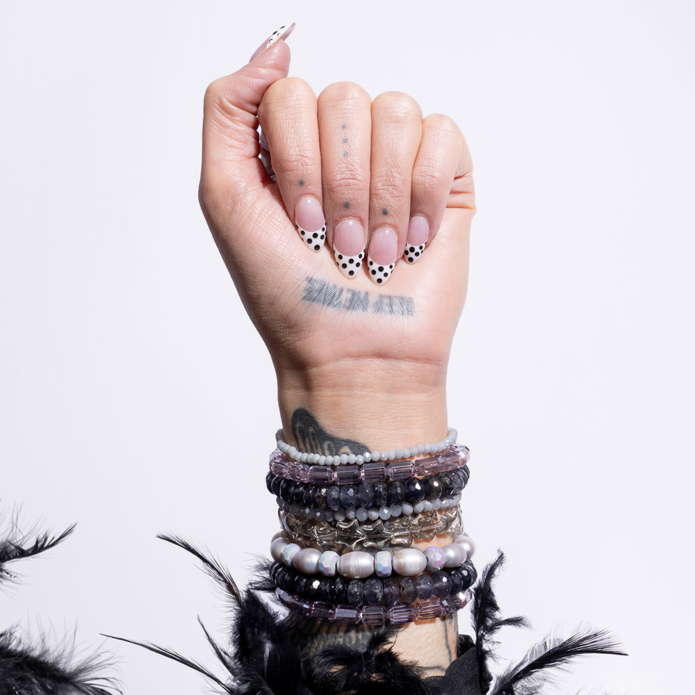 Dynamic Silhouette Jumbo Gray Crystal & Gray Pearl Bracelet