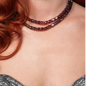 Polished Petals Jumbo Purple Barrel Crystal Choker