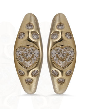 Heart of Gold 14K Yellow Gold and Diamond Bezel Small Heart Hoop Earrings